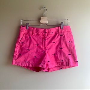 British Khaki Hot Pink Shark Print Shorts Size 4